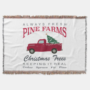 CHRISTMAS FARMHOUSE RED TRUCK THROW BLANKET