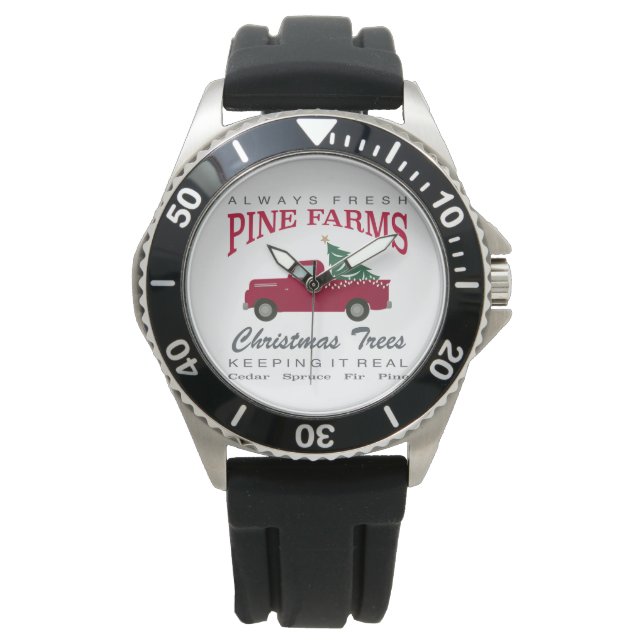 CHRISTMAS FARMHOUSE RED TRUCK WATCH (Front)