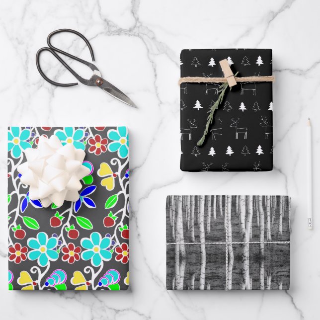 Christmas Fashion Ayasha Logo Birch Forest Wrapping Paper Sheet (Front)