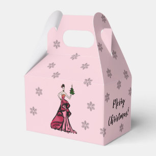 Christmas Fashion Illustration with tree Favor Box
