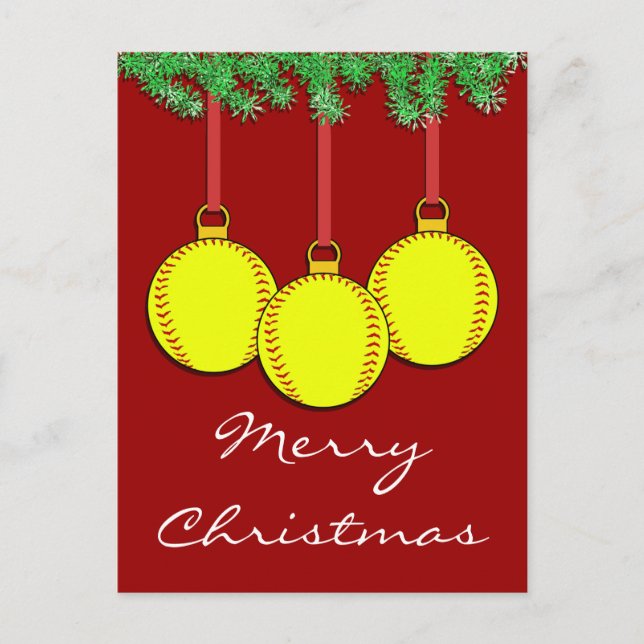 Christmas Fastpitch Softball Postcard (Front)