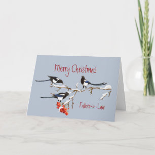Christmas Father-in-Law Nice as you Magpie Birds Holiday Card
