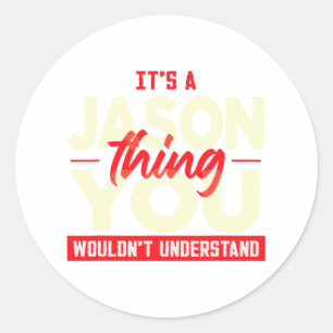Christmas Fathers Day Birthday Name Jason Classic Round Sticker