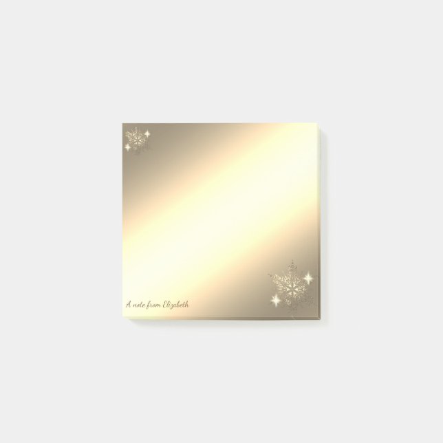 Christmas,Faux Gold Snowflakes-Personalized Post-it Notes (Front)