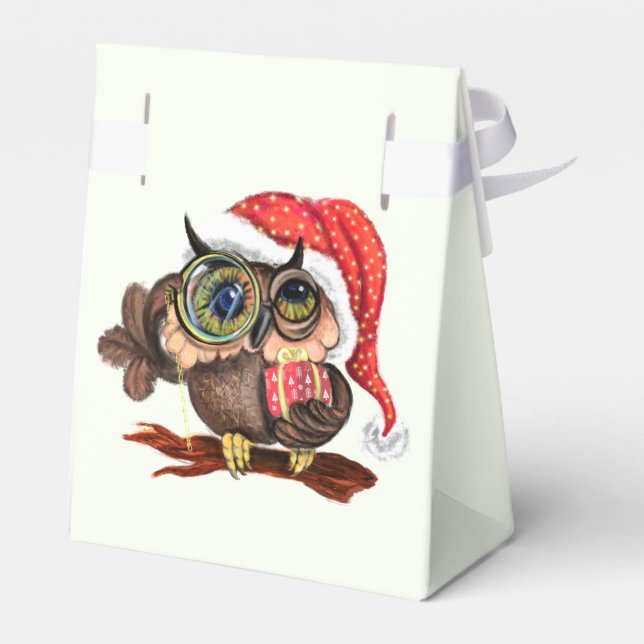 Christmas Favor Box Baby Owl with Gift (Back Side)