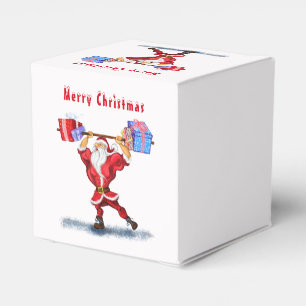 Christmas Favor Box Bodybuilder Santa with Gifts
