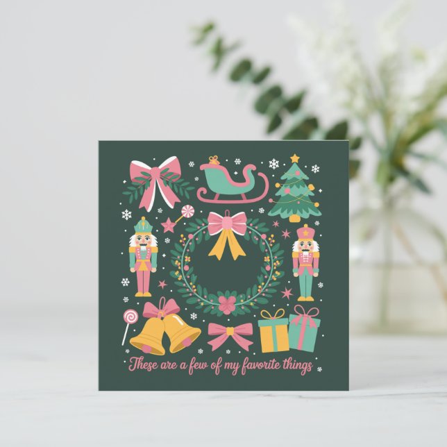 Christmas Favourite Things Coquette Nutcracker Pin Holiday Card (Standing Front)
