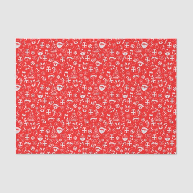 Christmas Favourites Red Santa Elf Reindeer Festiv Tissue Paper (Front)
