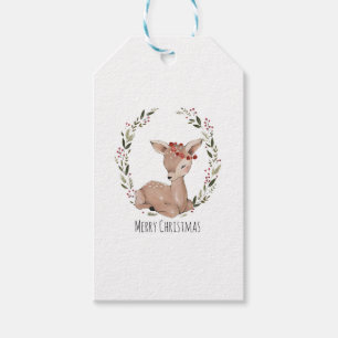 Christmas Fawn Wreath Gift Tags