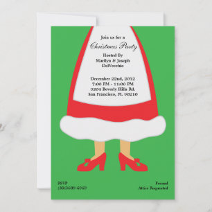 Christmas Feet, Santa, Elf and Mrs. Claus Holiday Invitation