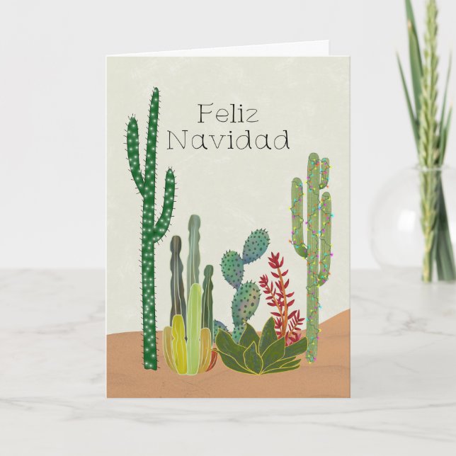 Christmas Feliz Navidad Cacti Card (Front)