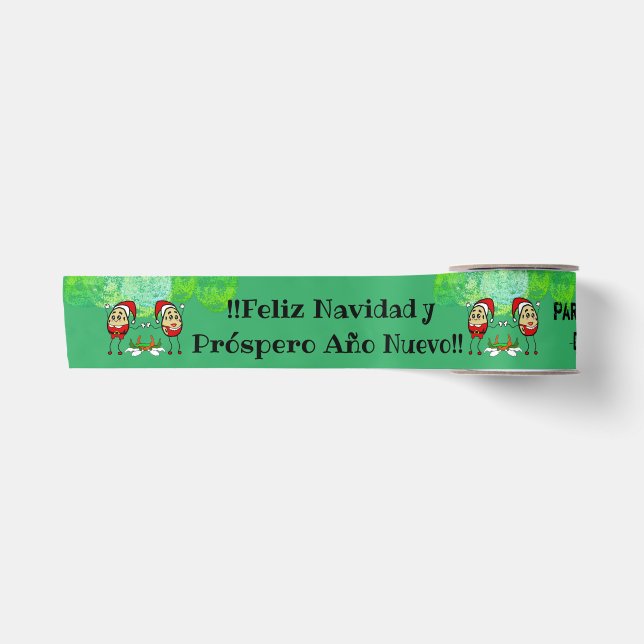 Christmas Feliz Navidad para el Comelón Pupusas Satin Ribbon (Front)