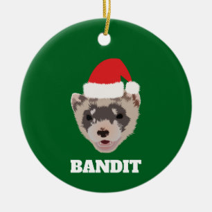 Christmas Ferret Ceramic Ornament