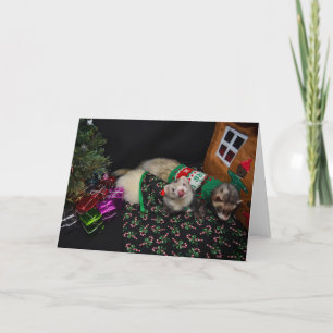 Christmas Ferrets Greeting Card