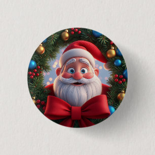 Christmas Festive Cartoon Santa Claus 1 Inch Round Button