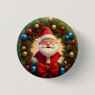 Christmas Festive Cartoon Santa Claus 1 Inch Round Button