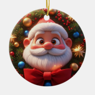 Christmas Festive Cartoon Santa Claus Ceramic Ornament