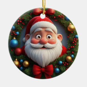 Christmas Festive Cartoon Santa Claus Ceramic Ornament