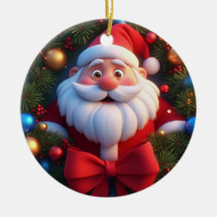 Christmas Festive Cartoon Santa Claus Ceramic Ornament