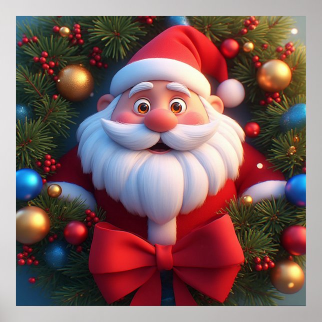 Christmas Festive Cartoon Santa Claus Poster (Front)