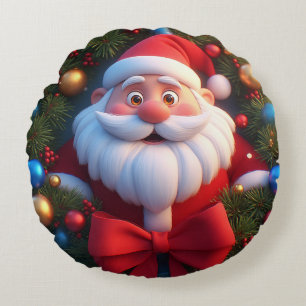 Christmas Festive Cartoon Santa Claus Round Pillow