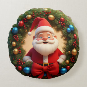Christmas Festive Cartoon Santa Claus Round Pillow