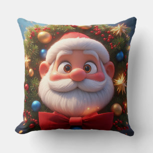 Christmas Festive Cartoon Santa Claus Throw Pillow