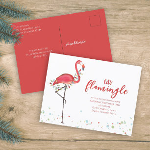 Christmas Festive Flamingo Holiday Lights Budget Postcard