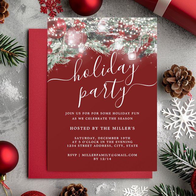 Christmas Festive Foliage Lights Holiday  Invitation (Creator Uploaded)