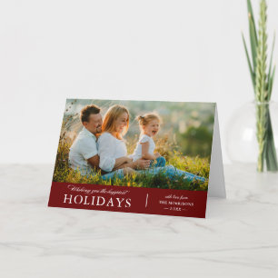 Christmas Festive Happiest Holidays Wishes Photo Holiday Card
