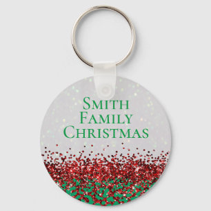 Christmas Festive Holiday Custom Leopard Glitter Keychain