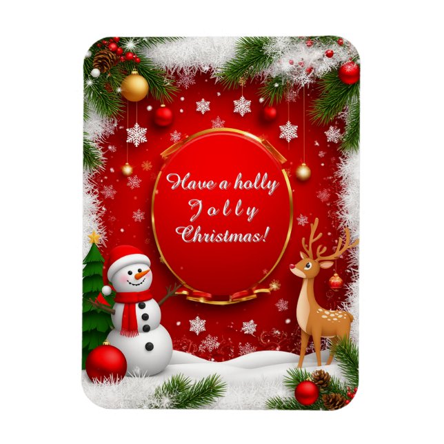 Christmas Festive Holiday Scene Magnet (Vertical)
