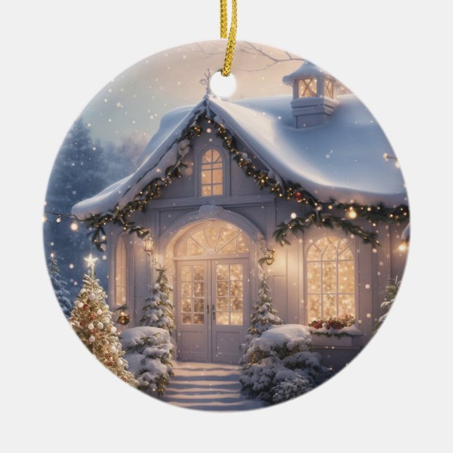 Christmas Festive Lights Holiday Ornament (Front)