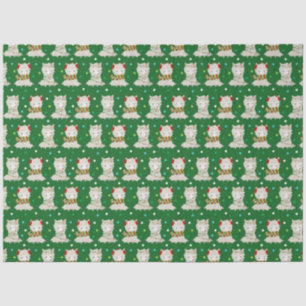 Christmas Festive Llamas on Green Tissue Paper