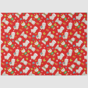 Christmas Festive Llamas on Red Tissue Paper