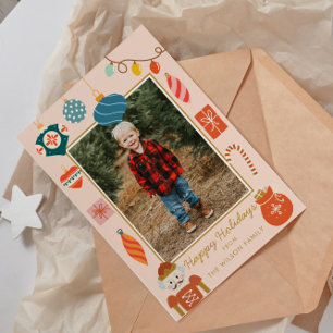 Christmas Festive Ornaments Holiday Photo  Card