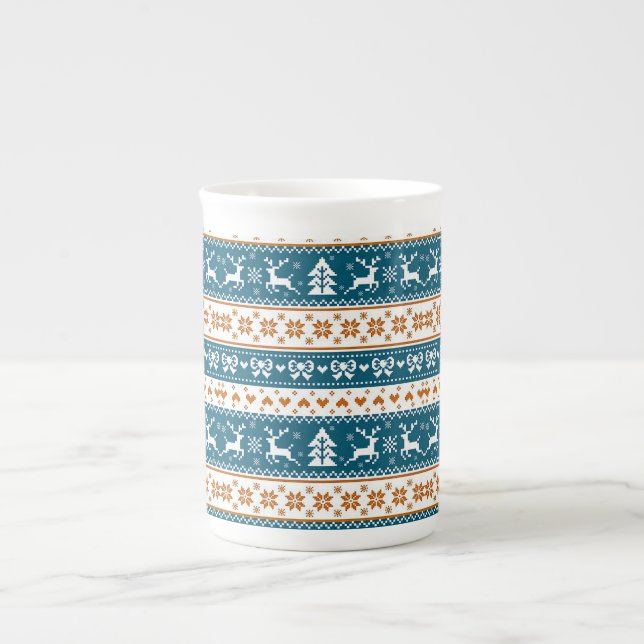 Christmas festive pattern bone china mug (Front)
