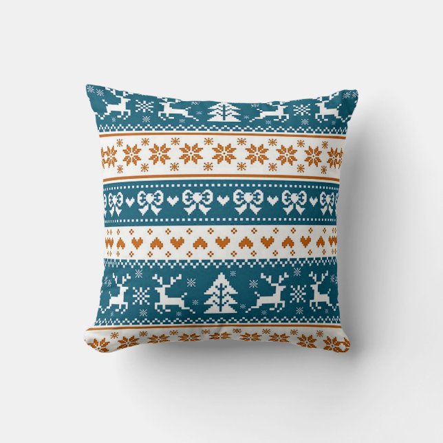 Christmas festive pattern throw pillow (Front)