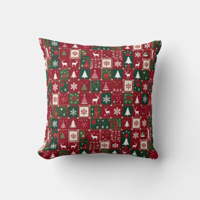 Christmas festive pattern throw pillow (Front)