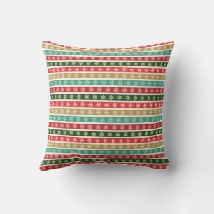Christmas Festive Patterns and Colours Throw Pillow