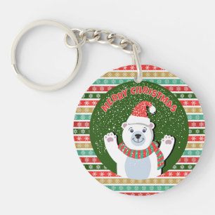 Christmas Festive patterns with Teddy Bear Keychain