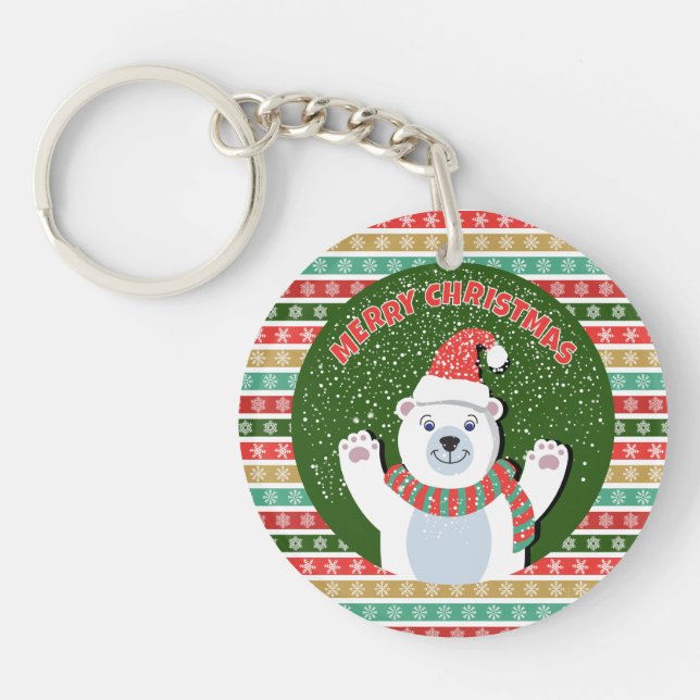 Christmas Festive patterns with Teddy Bear Keychain (Front)