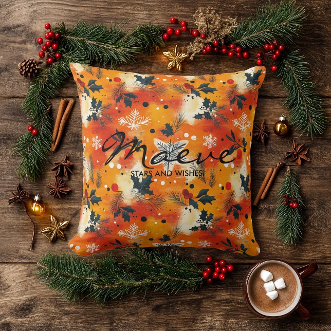 Christmas Festive Pillow with Personalized Name. (Creator Uploaded)