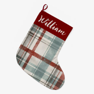Christmas Festive Plaid Holiday Stocking
