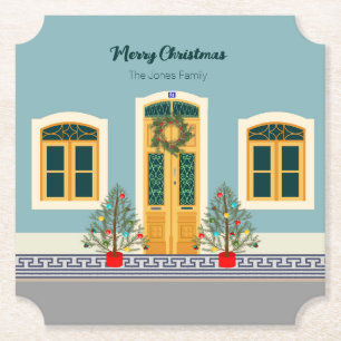 Christmas festive Portuguese House Paper Coaster