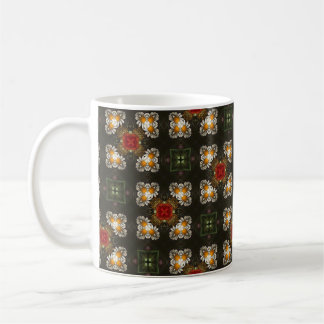 Christmas festive red cross abstract daisies coffee mug