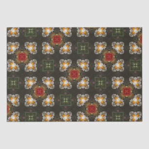 Christmas festive red cross abstract daisies tissue paper
