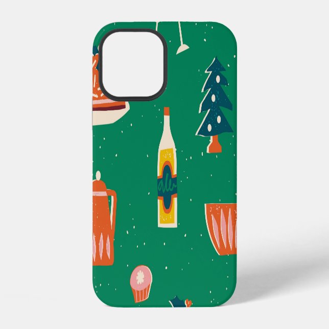 Christmas festive table, vintage pattern. iPhone case (Back)