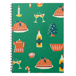Christmas festive table, vintage pattern. notebook