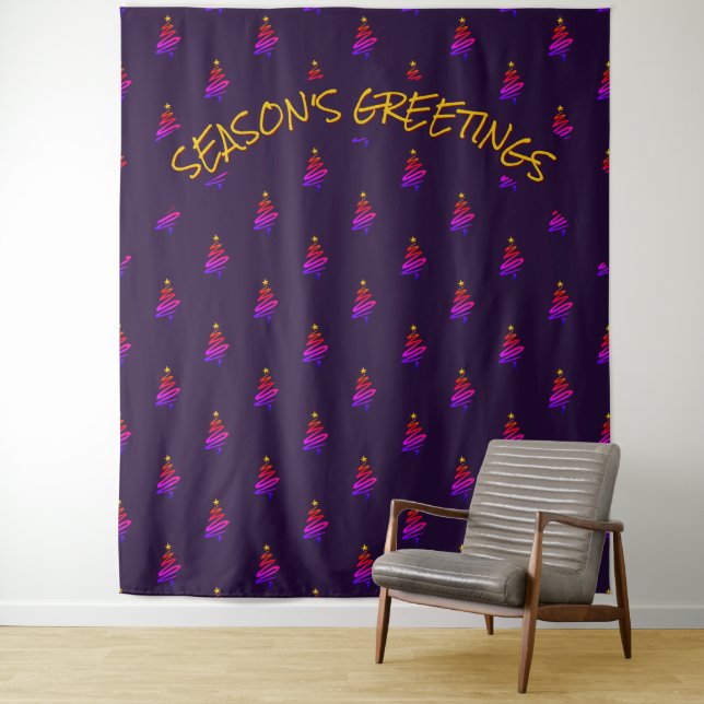 Christmas | Festive Tree | Purple Backdrop Tapestry (In Situ)